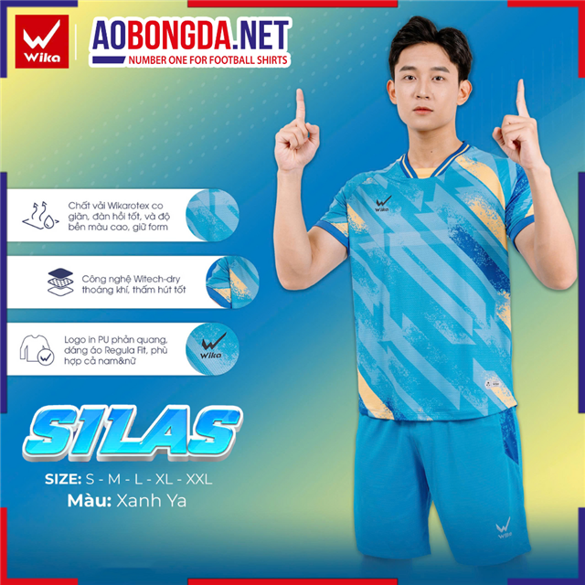 Áo Bóng Đá Không Logo Wika Silas Xanh Ya