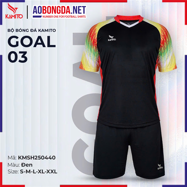 Áo Bóng Đá Không Logo Kamito Goal 03 Đen