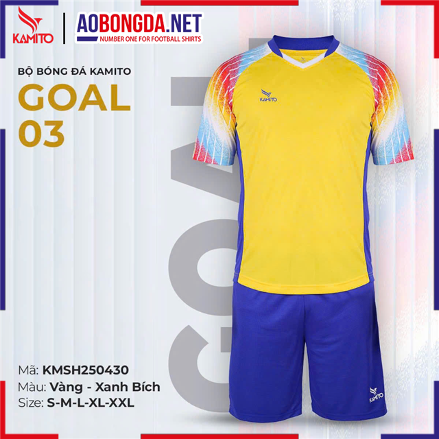 Áo Bóng Đá Không Logo Kamito Goal 03 Vàng Xanh Bích