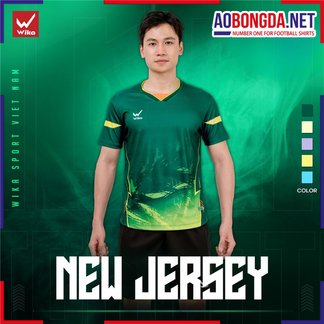 Áo Bóng Đá Không Logo Wika Java Xanh Rêu