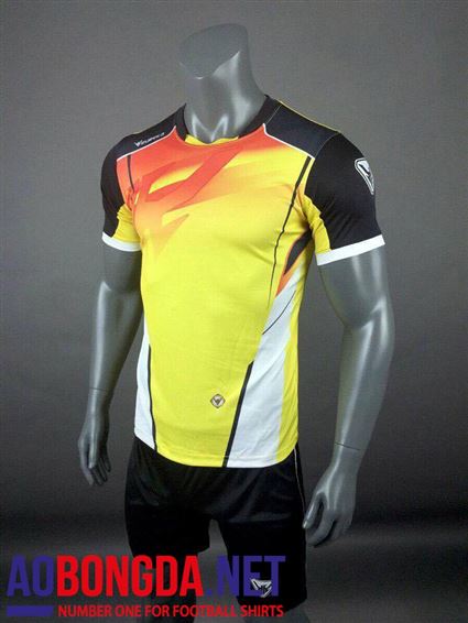 Mẫu áo bóng đá không logo Eureka vàng pha trắng, đen