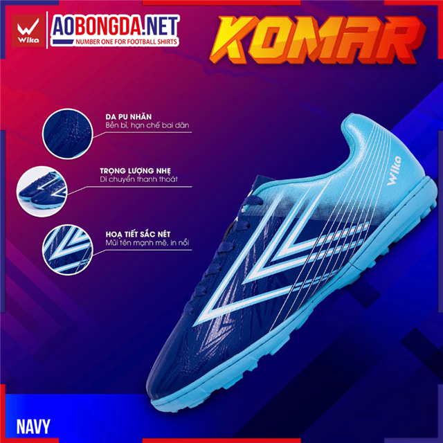 Giày Bóng Đá Wika Komar Navy