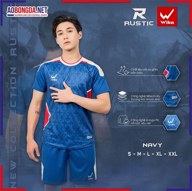 Áo Bóng Đá Không Logo Wika Rustic Navy