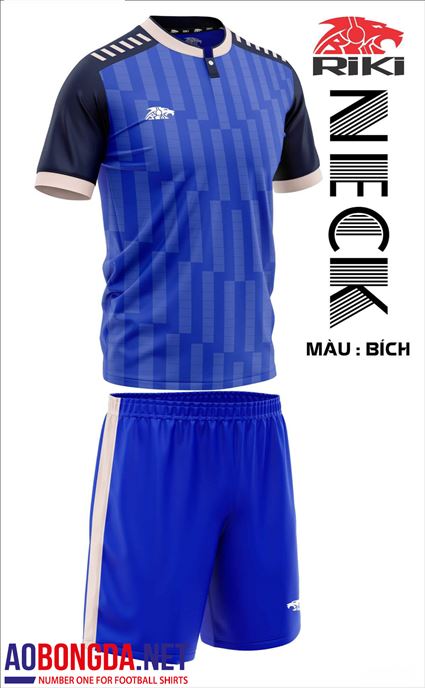 Áo Không logo neck xanh dương