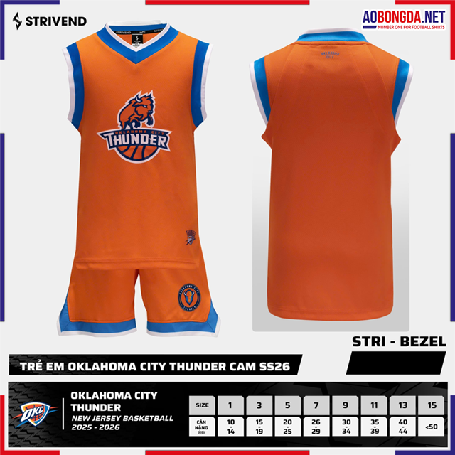 Bộ Bóng Rổ Trẻ Em Oklahoma City Thunder Cam