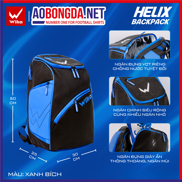 Balo BackPack Wika Helix Xanh Dương