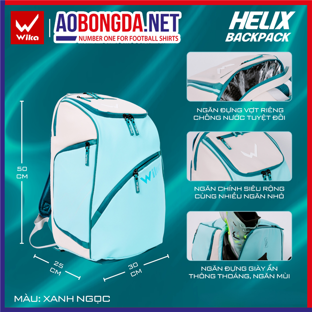 Balo BackPack Wika Helix Xanh Ngọc