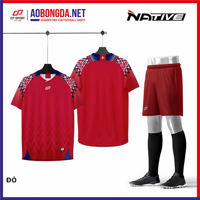 Áo Bóng Đá Không Logo CP Native Đỏ