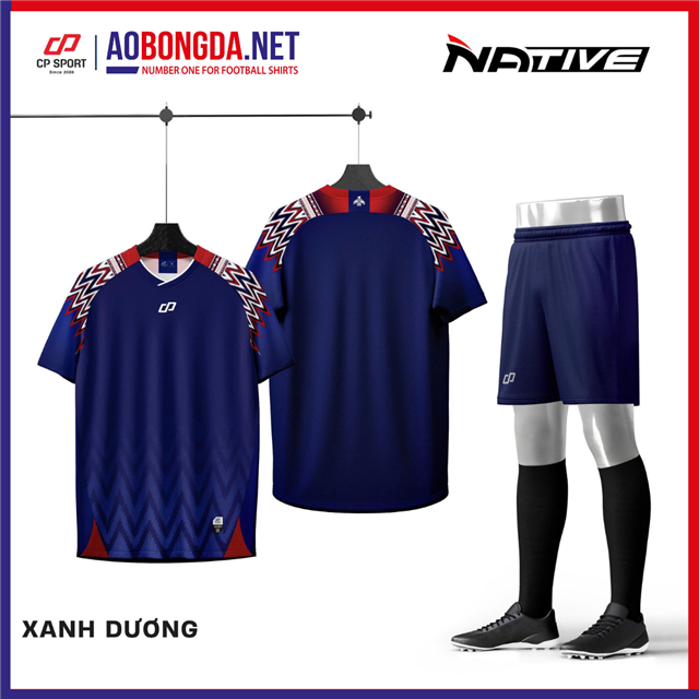 Áo Bóng Đá Không Logo CP Native Xanh Dương