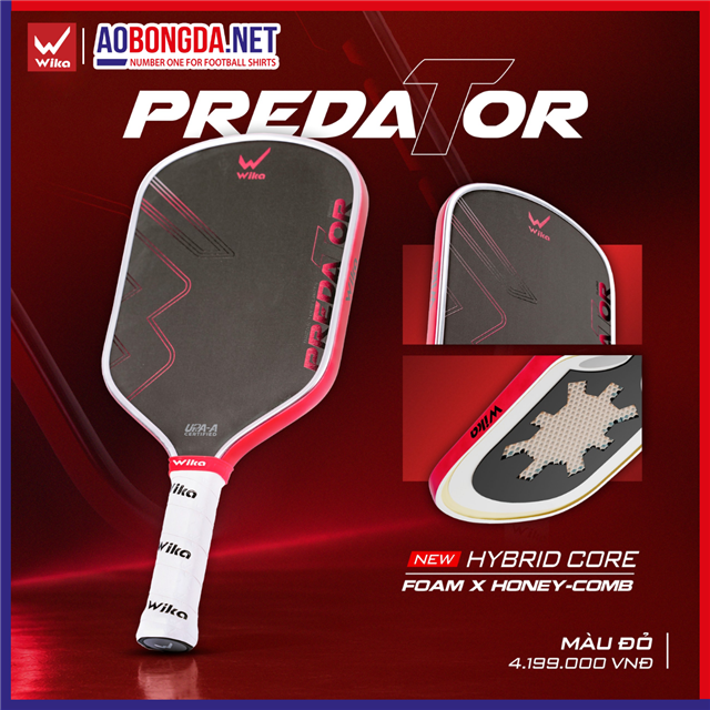 Vợt Pickleball Wika Predator Đỏ 16MM