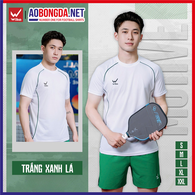  Áo Thể Thao Wika Motion Trắng Xanh Lá