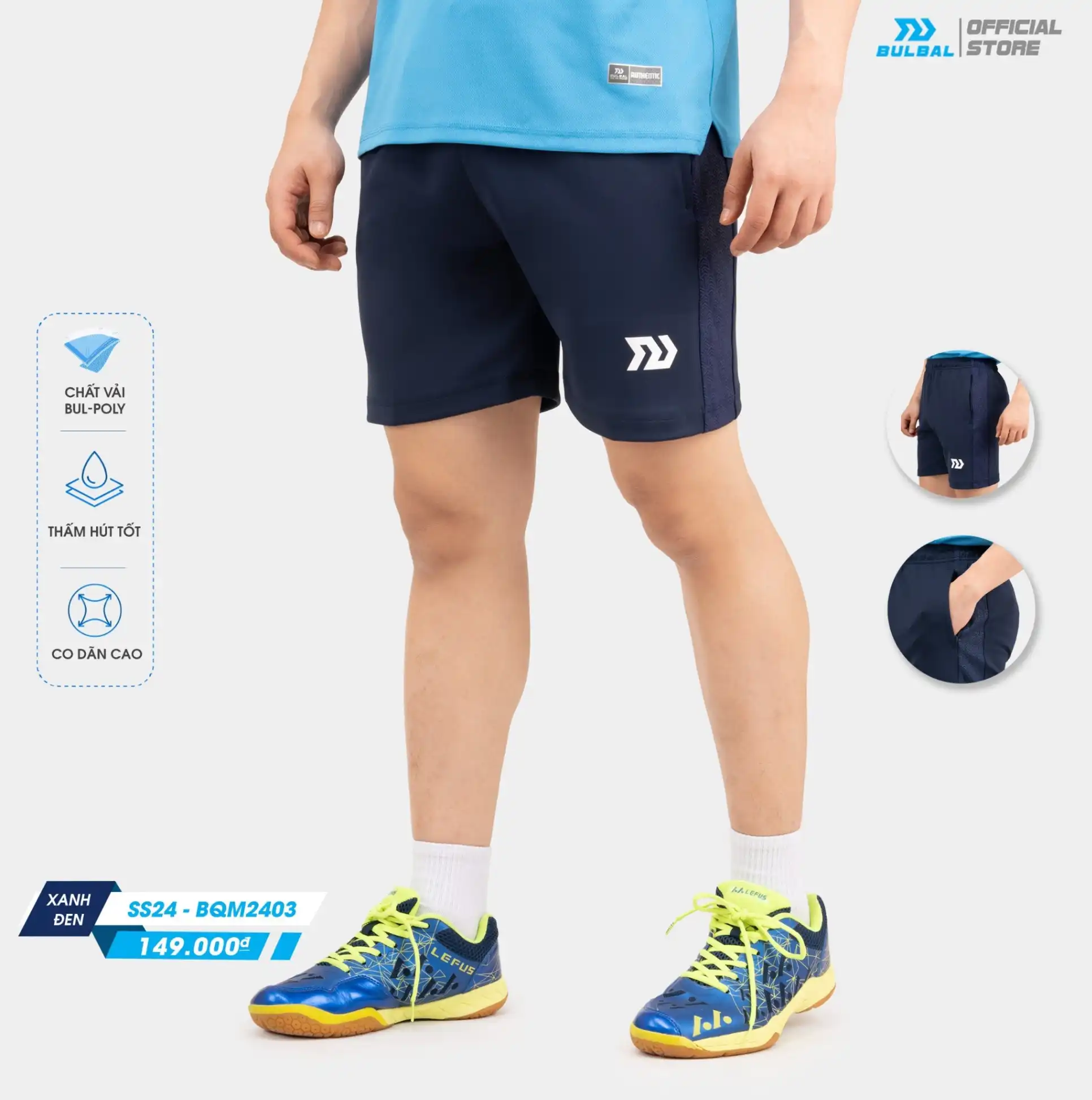 Quần Cầu Lông Bulbal BQM2403 Nam Xanh Đen