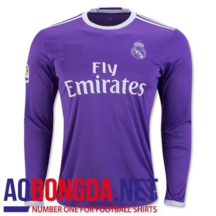 Áo bóng đá câu lạc bộ Real Madrid dài tay màu tím, mùa 2016-2017