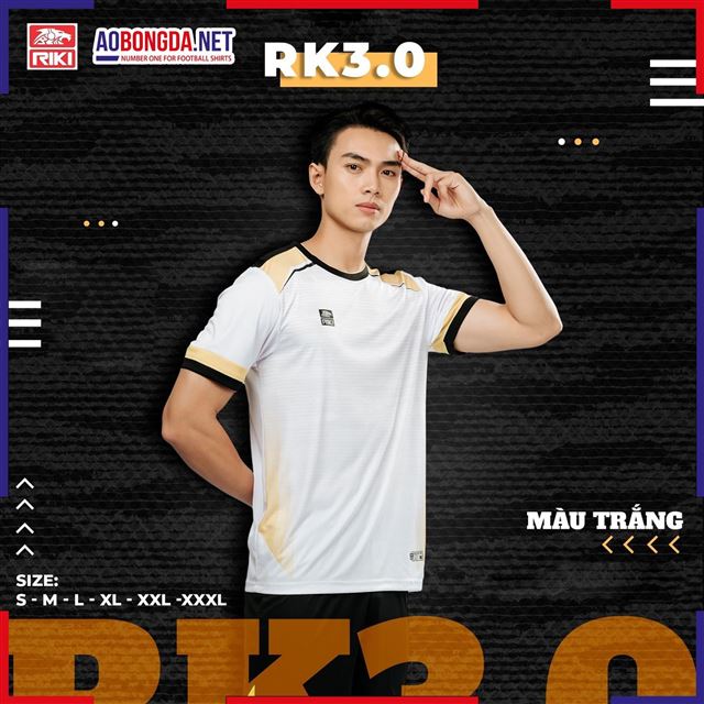 Áo Bóng Đá Không Logo Riki RK 3.0 Trắng