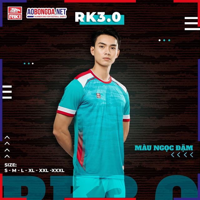 Áo Bóng Đá Không Logo Riki RK 3.0 Xanh Ngọc Đậm 