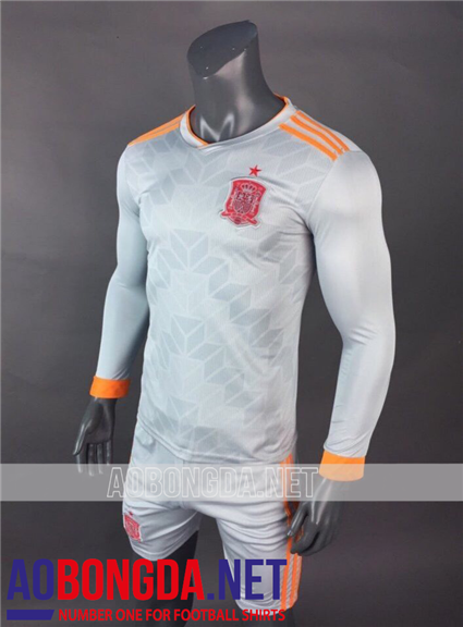 Áo bóng đá dài tay Tây Ban Nha xám World Cup 2018