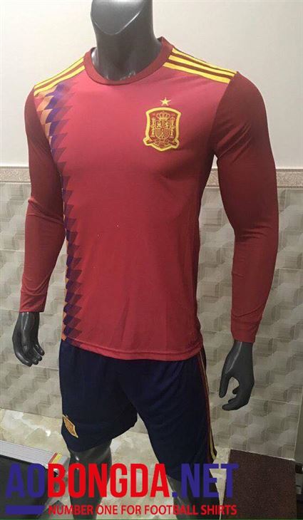 Áo bóng đá dài tay Tây Ban Nha Đỏ World Cup 2018