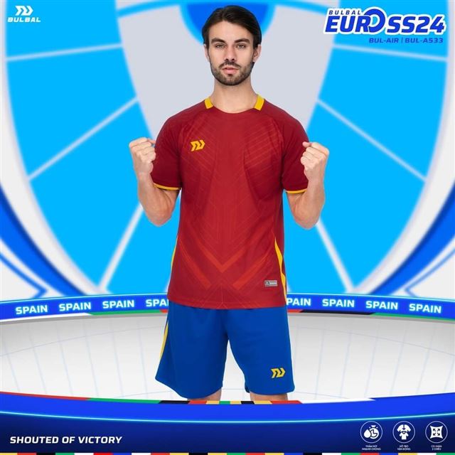 [FREESHIP] Áo Bóng Đá Không Logo Bulbal Euro Tây Ban Nha Đỏ 2024