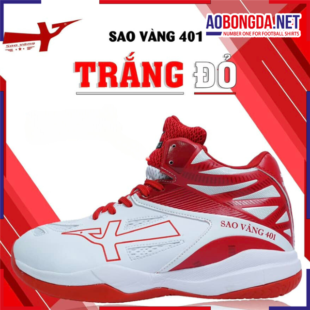 Giày Bóng Chuyền Sao Vàng 401 Trắng Đỏ