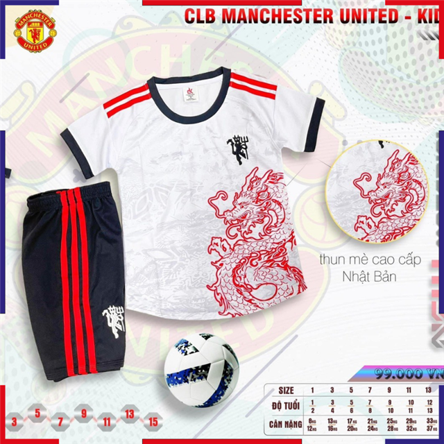 Áo Bóng Đá Câu Lạc Bộ Manchester United  Trắng Rồng Trẻ Em 2024-2025 