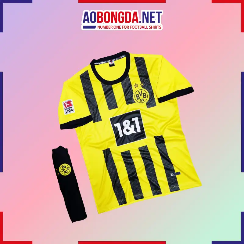 Áo Bóng Đá Câu Lạc Bộ Dortmund Vàng Kẻ Sọc 2022-2023