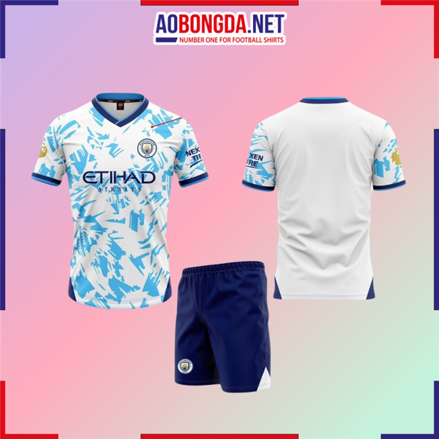 Áo Bóng Đá Câu Lạc Bộ Manchester City Trắng Loang 2023-2024