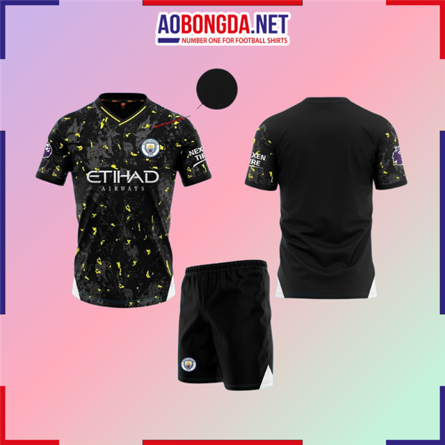 Áo Bóng Đá Câu Lạc Bộ Manchester City Đen Loang 2023-2024