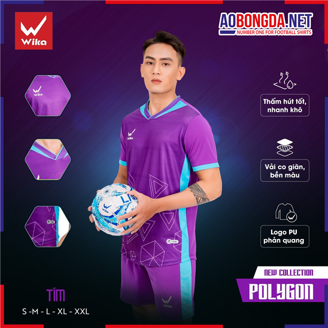 Áo Bóng Đá Không Logo Wika Polygon Tím
