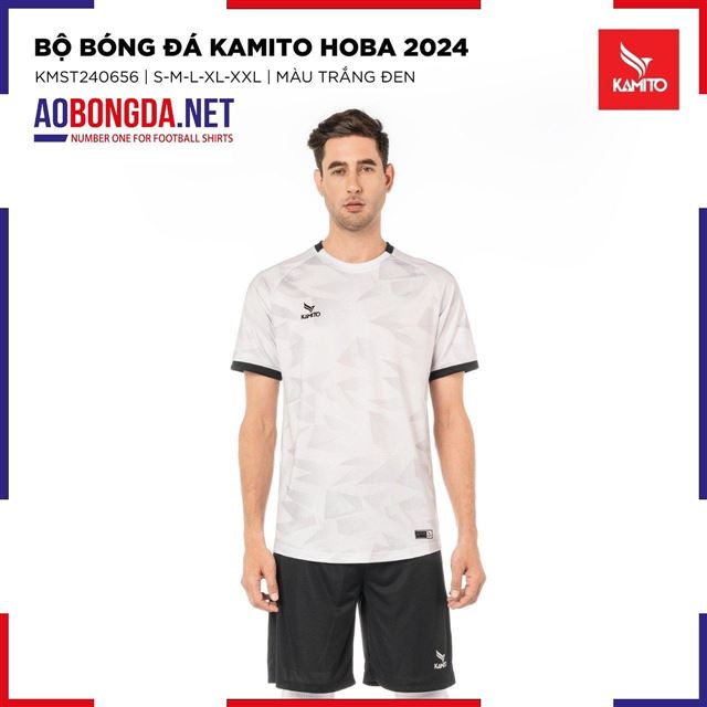 Áo Bóng Đá không Logo Kamito Hoba Trắng Đen 