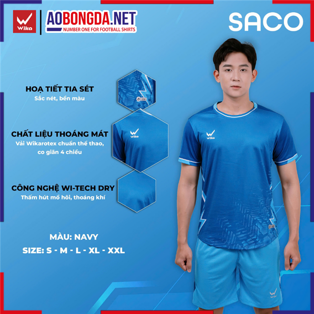 Áo Bóng Đá Không Logo Wika Saco Navy
