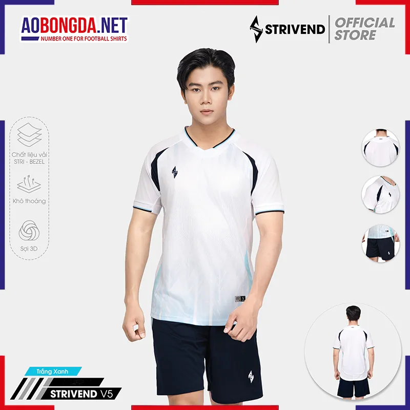 Áo Không Logo Bulbal Strivend V5 Trắng Xanh