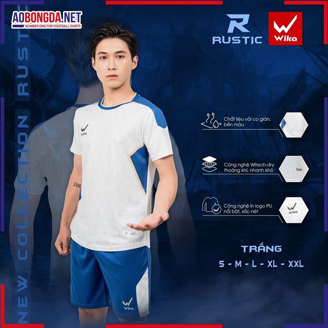 Áo Bóng Đá Không Logo Wika Rustic Trắng