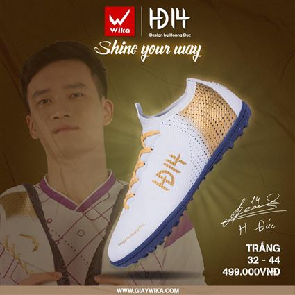 Giày Bóng Đá Wika Hoàng Đức HĐ14 Trắng