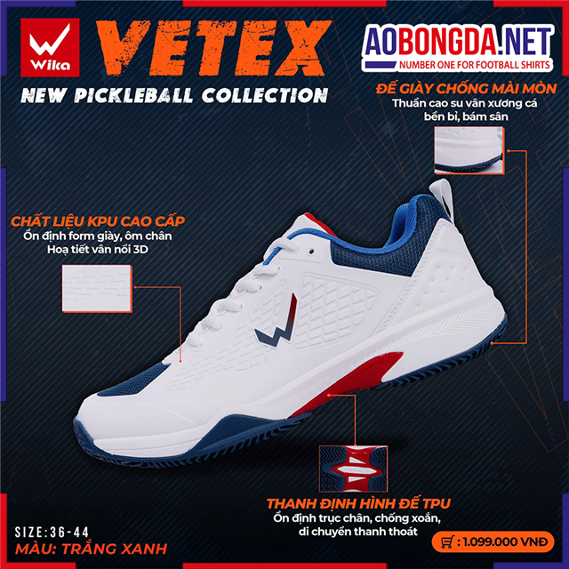 Giày thể thao Wika Vetex Trắng Xanh