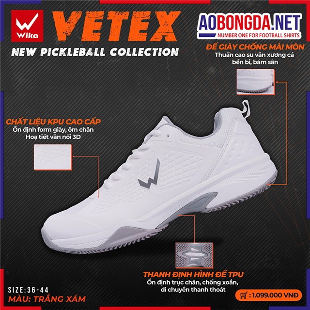 Giày thể thao Wika Vetex Trắng Xám