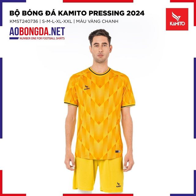 Áo Bóng Đá không Logo Kamito Pressing Vàng Chanh