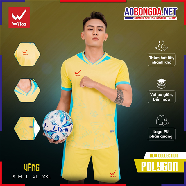 Áo Bóng Đá Không Logo Wika Polygon Vàng