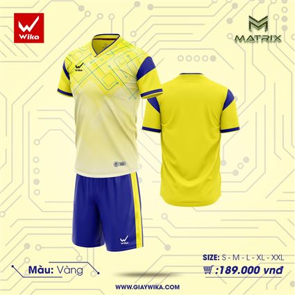 Áo Bóng Đá Không Logo Wika Matrix Vàng