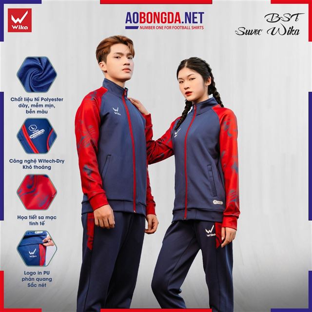 Bộ Quần Áo Nỉ Wika Suvec Đỏ Navy