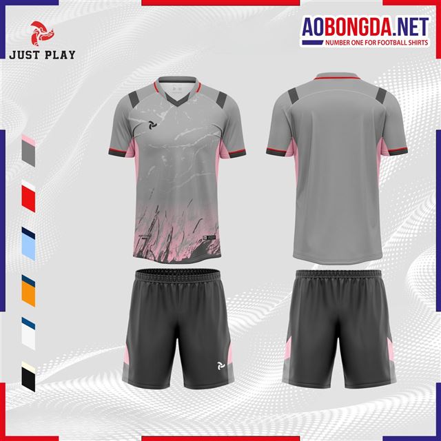 Áo Bóng Đá Không Logo JustPlay JSX Xám Hồng