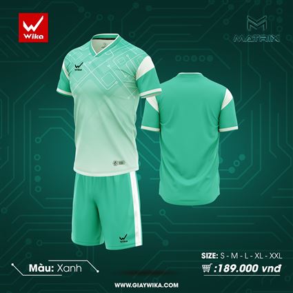 Áo Bóng Đá Không Logo Wika Matrix Xanh
