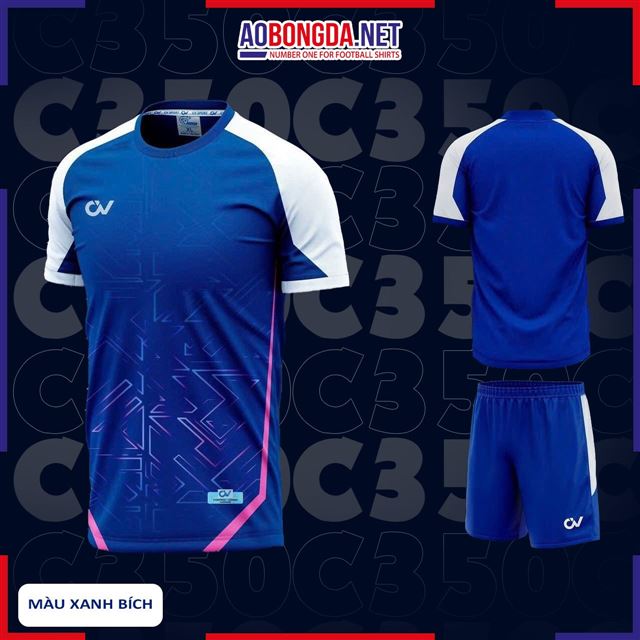 Áo Bóng Đá Không Logo CV C350 Xanh Bích 