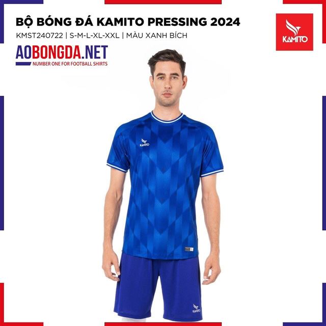 Áo Bóng Đá không Logo Kamito Pressing Xanh Bích