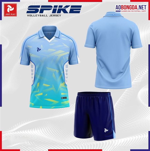 Áo Bóng Chuyền Justplay Spike Xanh Biển Nam