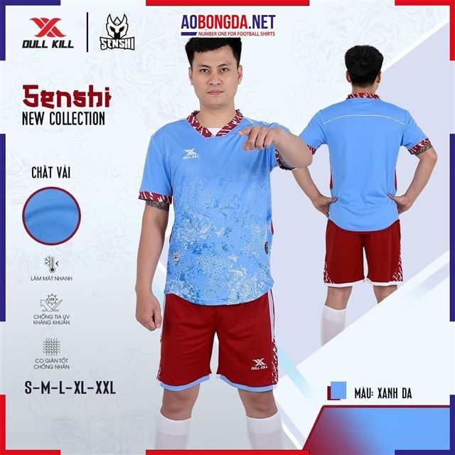 Áo Bóng Đá Không Logo Dullkill Senshi Xanh Da