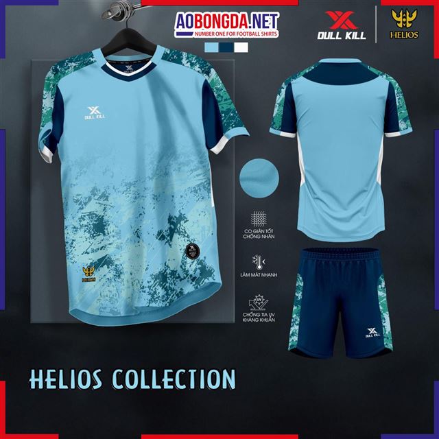 Áo Bóng Đá Không Logo Dullkill Helios Xanh Da
