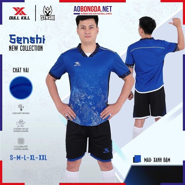 Áo Bóng Đá Không Logo Dullkill Senshi Xanh Đậm 