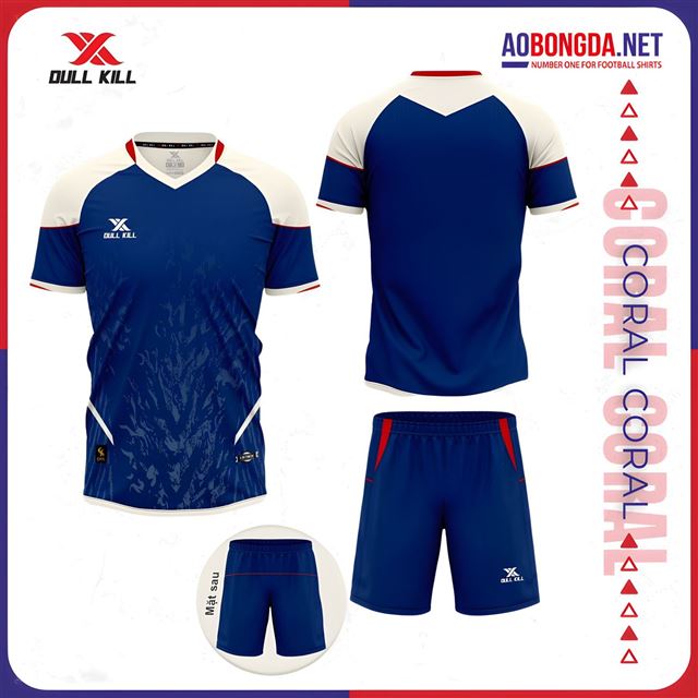 Áo Bóng Đá Không Logo Dullkill Coral Xanh Đen