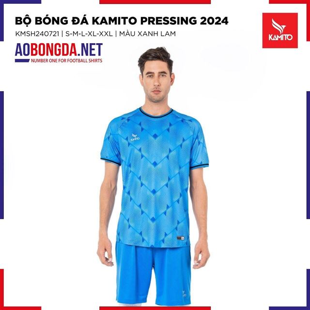 Áo Bóng Đá không Logo Kamito Pressing Xanh Lam