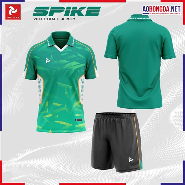 Áo Bóng Chuyền Justplay Spike Xanh Lý Nam